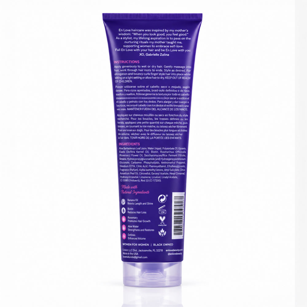 én love Curl Jelly key ingredients: rosemary oil, rice water, batana oil and biotin for defined curls