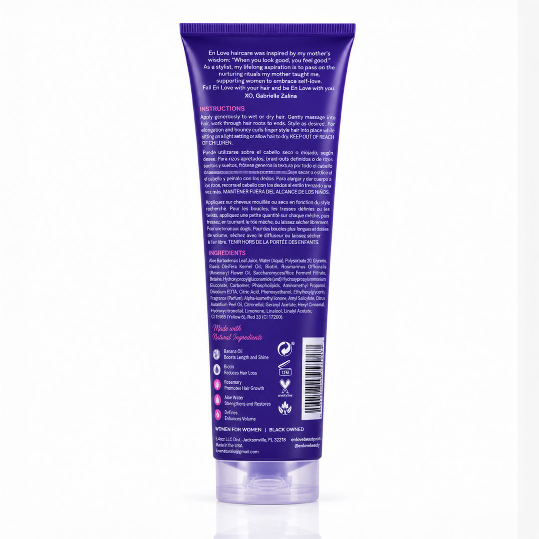 én love Curl Jelly key ingredients: rosemary oil, rice water, batana oil and biotin for defined curls